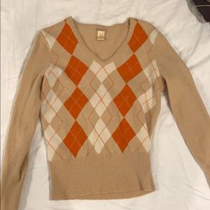 long sleeve argyle sweater